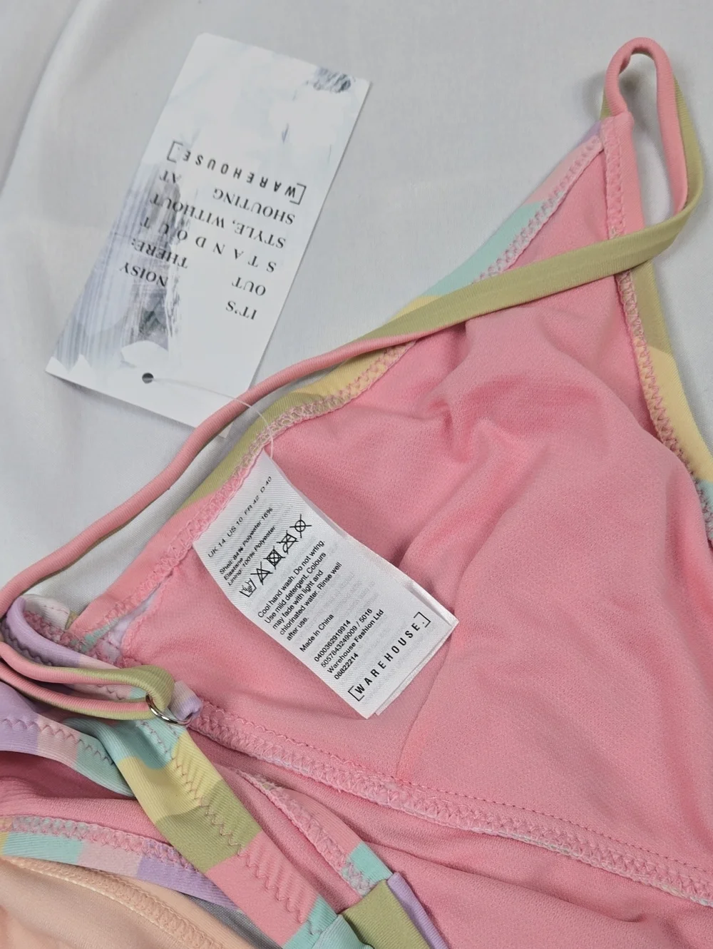 Xhilaration Pastel Striped Triangle Bikini Top with Peach Bottoms L & 10